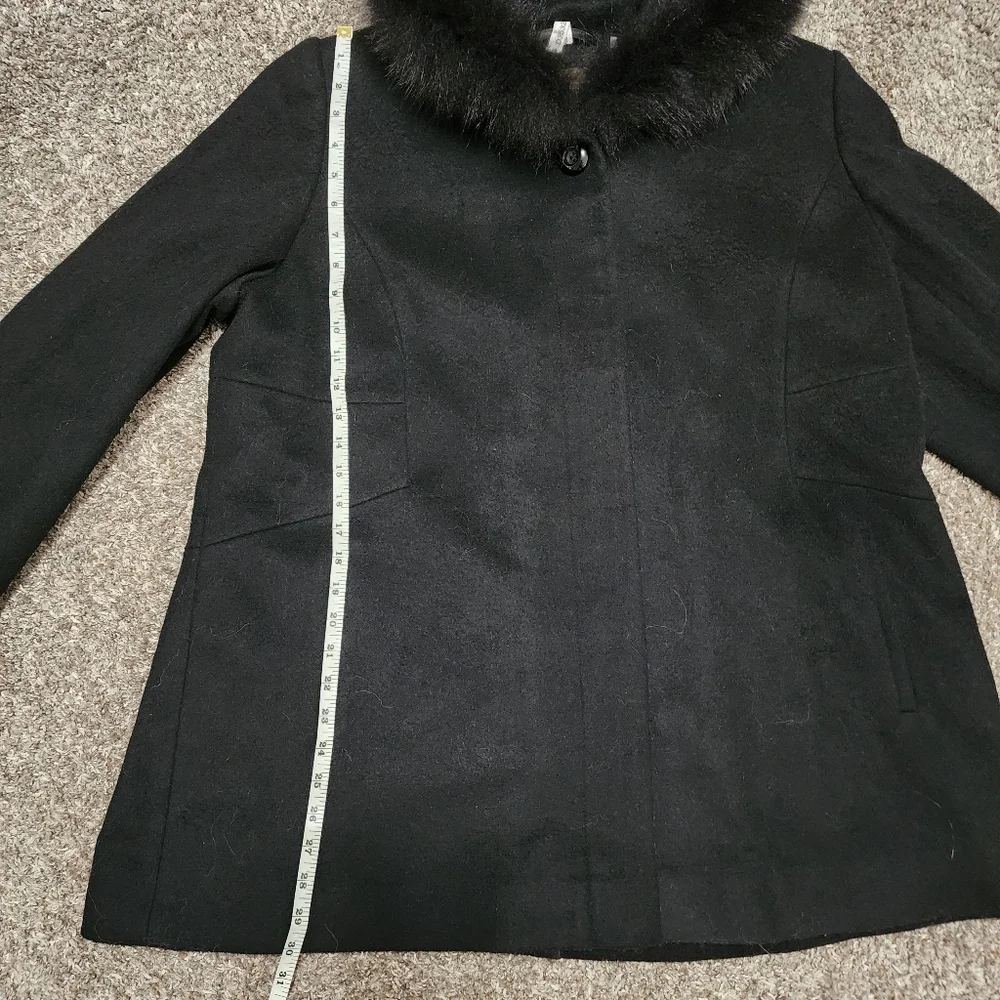 SACHI Lambs Wool REAL FINNISH FOX FUR Trimmed Collar Formal Winter Coat 1X - Picture 5 of 9